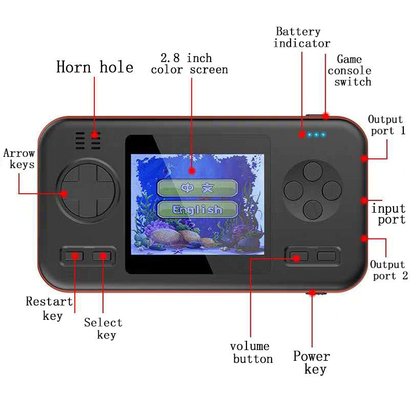 2 in 1 Handheld Game Console 8000mAh Power Bank with 416 Classic FC Games-Blue