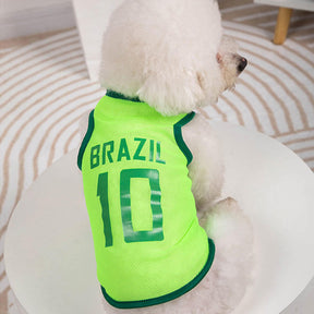 Dog Shirt Puppy Breathable Printed Mesh Jersey Vest T-Shirt Costume-Brazil