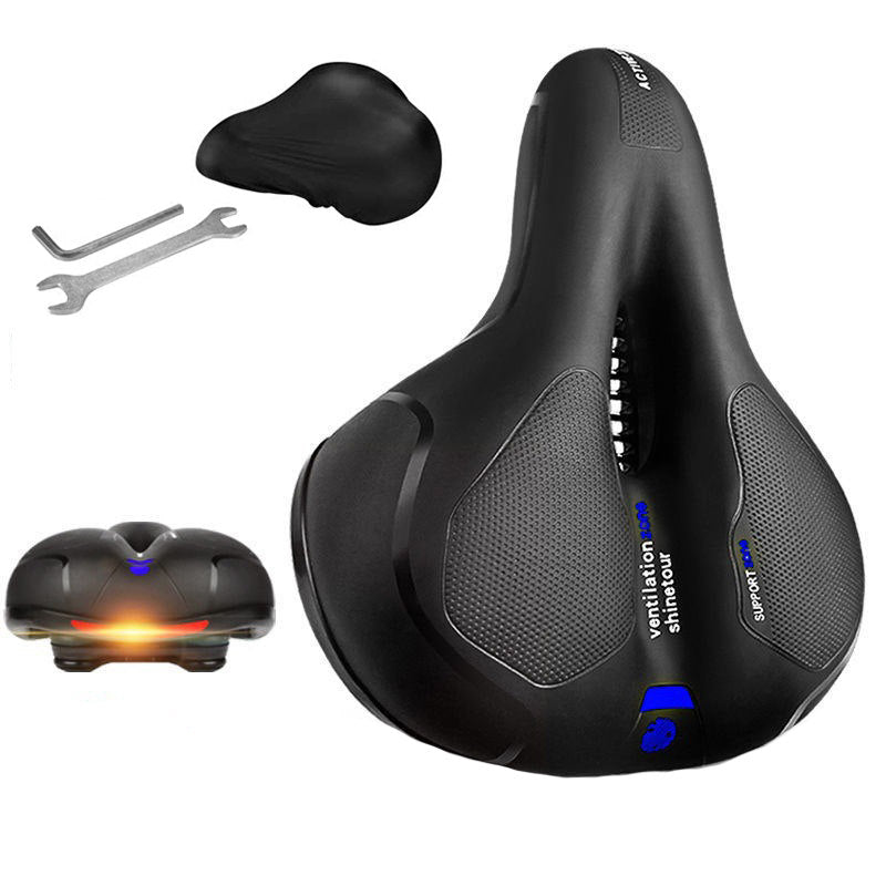 Comfortable Bike Seat Cushion with Dual Shock Absorbing Ball Reflective Strip-BlackBlue