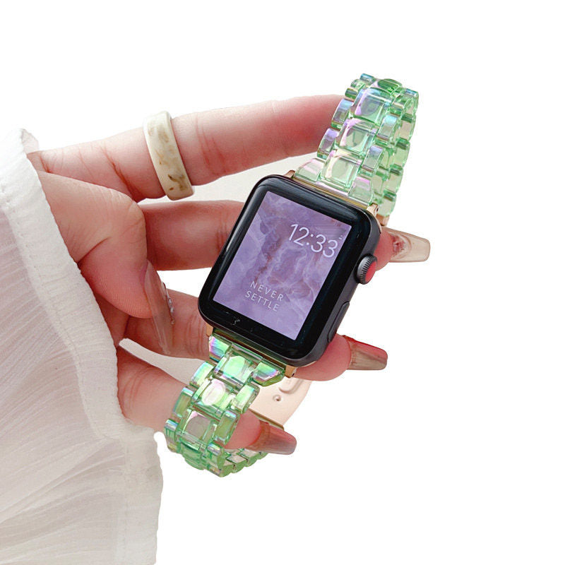 Slim Bracelet Strap Fashion Acrylic Folding Clasp for Apple Watch-7