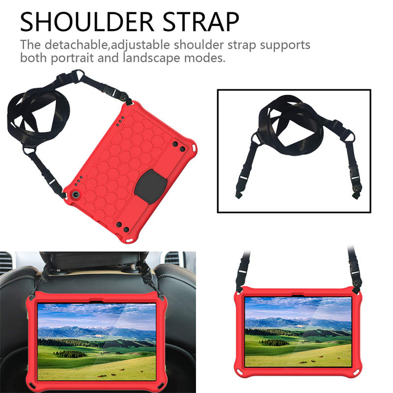 Hive Kindle Fire HD8/HD8 Plus (2020) Tablet Case Durable Stand Cover With Shoulder Strap-RedBlack