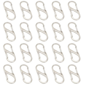 20 Pcs Small Carabiner Keychain Clip Dual Spring Snap Hooks-Silver