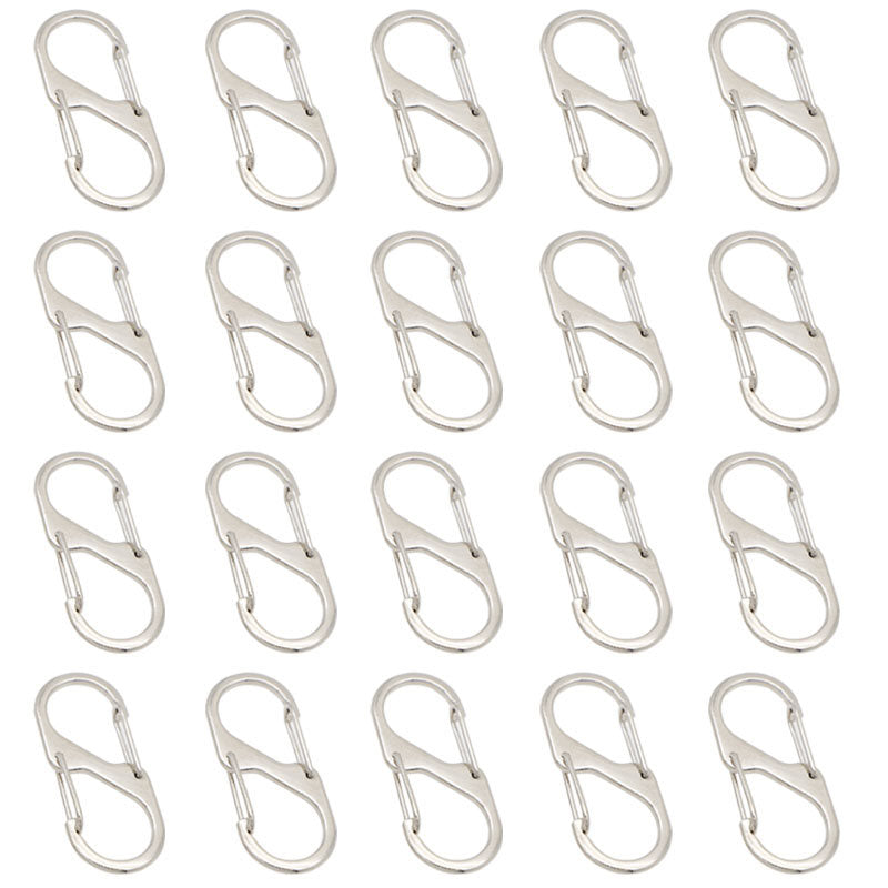 20 Pcs Small Carabiner Keychain Clip Dual Spring Snap Hooks-Silver