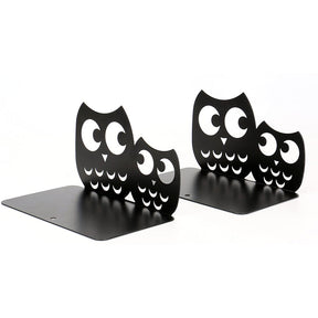 Owls Nonskid Bookends Art Desktop Organisation 1 Pair-Black