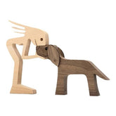 Woman and Dog Wooden Statue Bedroom Home Decoration-2