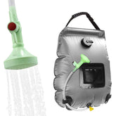 20L Solar Shower Bag with Removable Hose and Shower Head for Camping-Grey