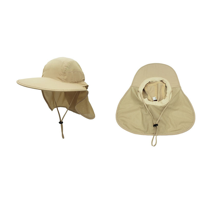 Unisex Outdoor Activities UV Protecting Sun Hats with Adjustable Neck Flap-Khaki