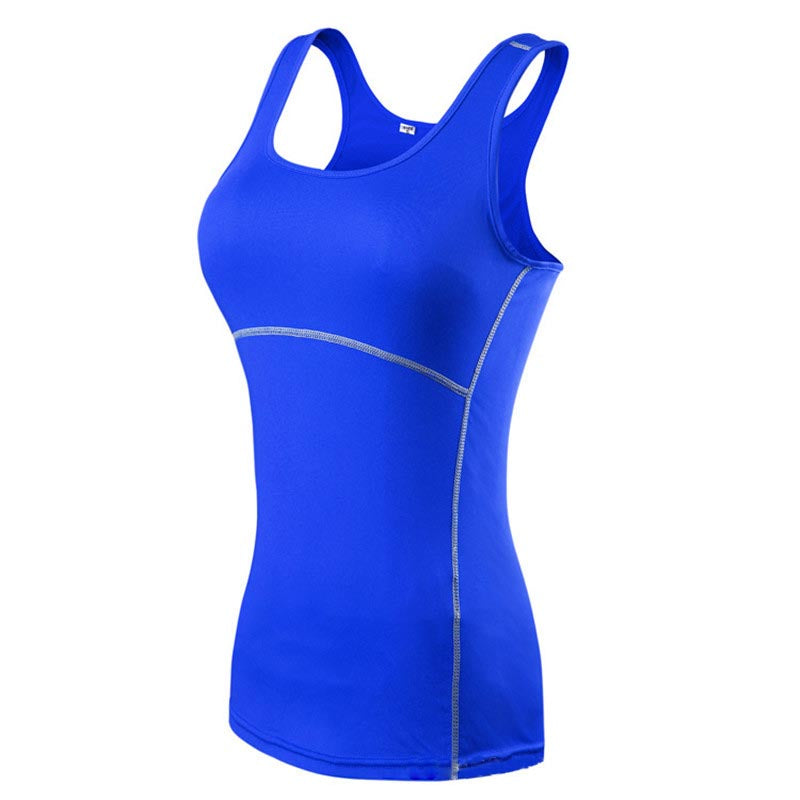 Women Workout Tank Tops Tight Stretch Breathable Yoga Vest Fitness Perspiration Quick Drying Vest Top 2001-Blue