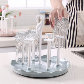 Kitchen Drain Cup Holder Plastic Swan Head Assembled Mug Rack-Blue