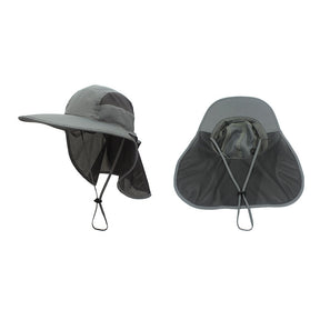 Unisex Outdoor Activities UV Protecting Sun Hats with Adjustable Neck Flap-Dark gray