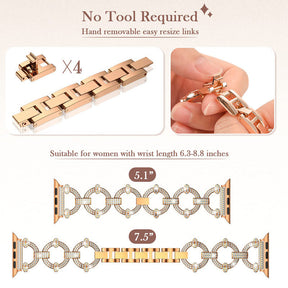Bling Strap Full Diamonds Metal Jewelry Band for Apple Watch-Rose Gold
