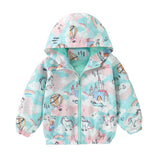 Girls Rain Jackets Lightweight Hooded Cotton Raincoats Windbreakers for Kids-Green