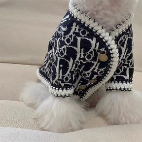 Pet Knitted Sweater Button Closure Elegant Winter Coat for Small Dog