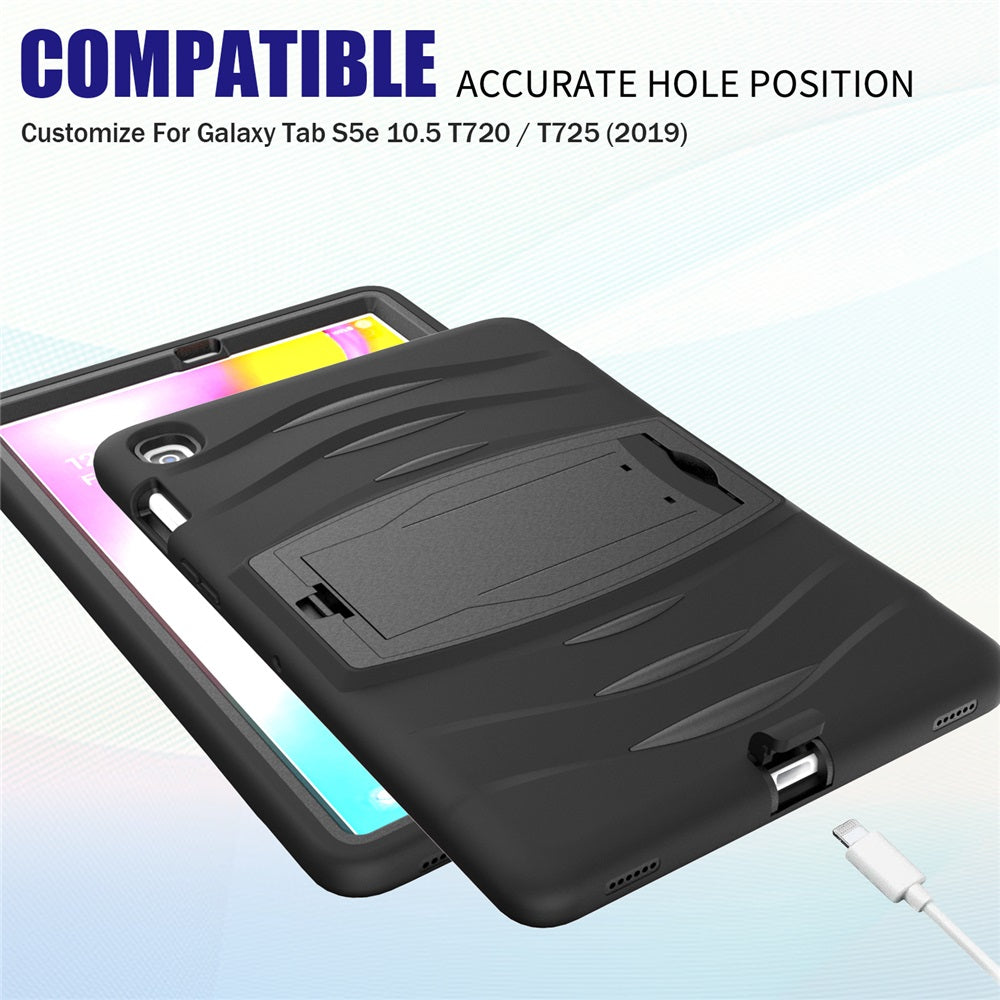 Shock Wave Kickstand Case Anti-Fall Protection For Samsung Tab S5E 10.5 T720/T725(2019)-Black