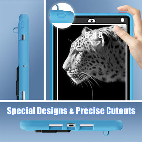 Tablet Case Rugged with Kickstand for iPad 6th/5th Generation 2018/2017-LightBlue