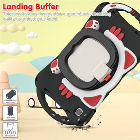 CatB Samsung Tablt Case for Tab A7 10.4  T500/T505/T507/T505N Shockproof Shoulder Strap Handle Stand-Black Red