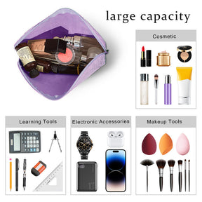PU Makeup Bags Waterproof Makeup Pouch Women's Travel Toiletry Bag Accessories Organizer-Purple