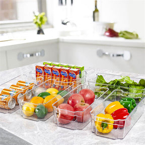 Refrigerator Clear Plastic Storage Bins 6 Pcs Food Organizer Bins with Handles for Fridge Freezer Kitchen