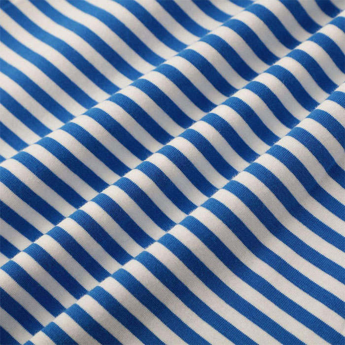 Girls Cotton Short Sleeve Casual Cartoon Appliques Striped Jersey Dresses-Blue