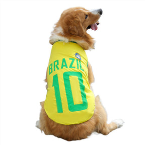 Dog Mesh Vest World Cup Jersey Basketball Clothes Yellow #10 Brazil