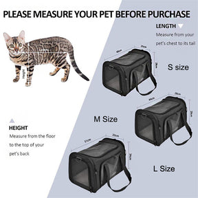 Pet Travel Bag for Small Medium Cats Dogs Puppies Soft Sided Collapsible Puppy Carrier-Black