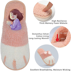 Memory Foam Unisex Slippers Comfortable Cute Animal Soft Shoes-Pink