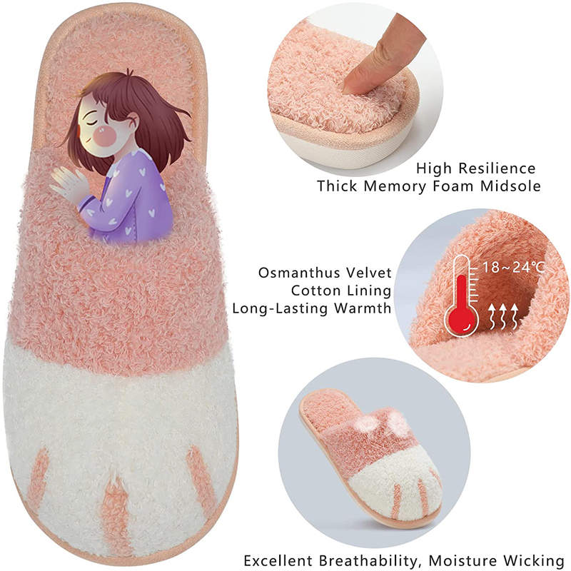 Memory Foam Unisex Slippers Comfortable Cute Animal Soft Shoes-Pink