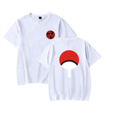 Mens Tops Japanese Anime Naruto Same Style Trend Short Sleeved T-shirt-B White