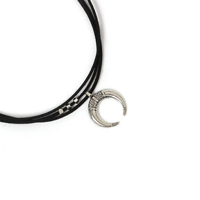 Women Black Moon Crescent Pendant Choker