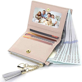 Women Small Wallet RFID Bifold Compact Wallet-Grey