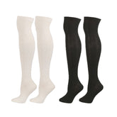 2Packs Women Extra Long High Socks Knit Warmers Thick Tall Long Boot Stockings Leg-WhiteBlack