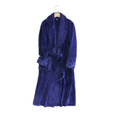 Warm Soft Plush Robe with Pockets for Unisex-Navy Blue