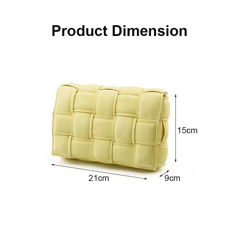 Casual Soft Crossbody Bag Square Design Braided Handbag-Yellow