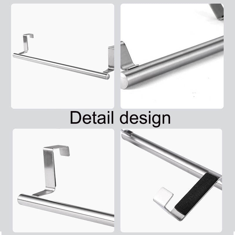 2 Pack 23cm Stainless Steel Over Door Towel Rack Bar Holders for Universal Fit on Cabinet Cupboard Doors £¨S Black£©