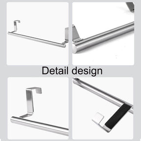 2 Pack Stainless Steel Over Door Towel Rack Bar Holders for Universal Fit on Cabinet Cupboard Doors -L