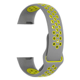 Double Color Porous Breathable Watch Band Silicone Wristband For Fitbit Charge 3 Sport Smartwatch -Gray Yellow