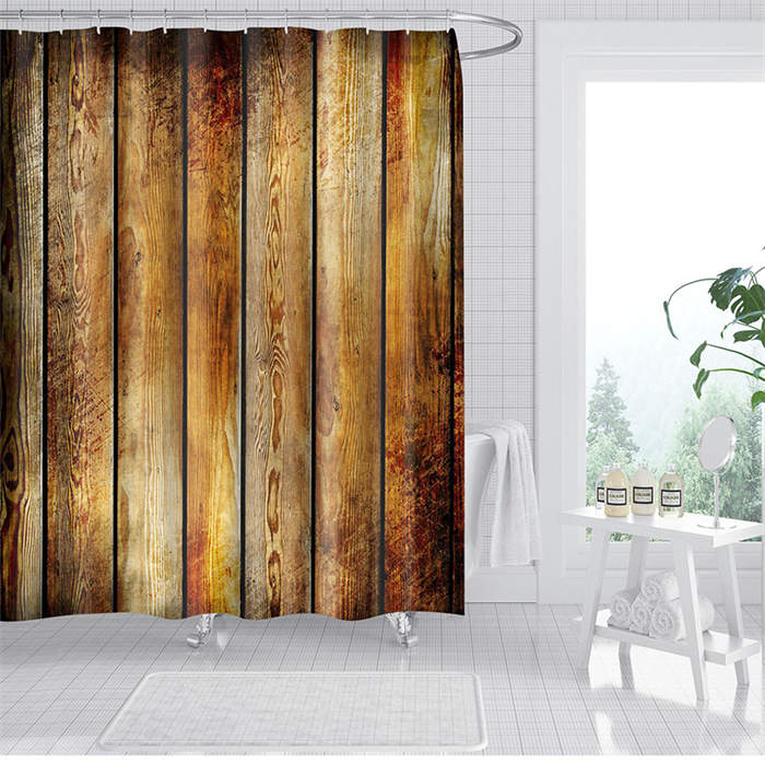 Vintage Wooden Printed Shower Curtains Bathroom Decor Accessory-7