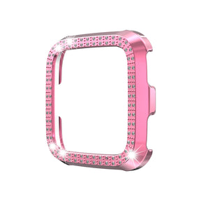 Double Row Diamond Bling Case For Fitbit Versa Cover-Pink