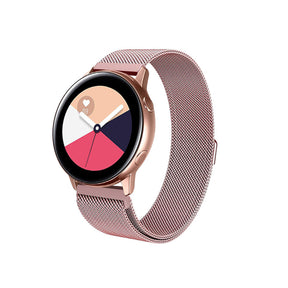 Metal Mesh Watch Bands With Steel Magnetic Absorption Loop For Samsung Galaxy Watch 42/46mm Gear S3 Frontier/Classic(Pink)
