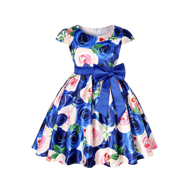 Girls Dresses Flower Girl Wedding Dress Elegant Floral Dress-Colorful Blue