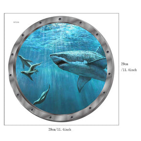 Creative Removable Glow in The Dark Ocean View Wall Decals Shark Submarine Window Wall Sticker