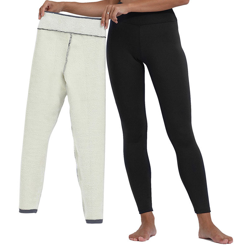 Sherpa Fleece Legging for Women Stretchy Thermal Workout Pants-Black