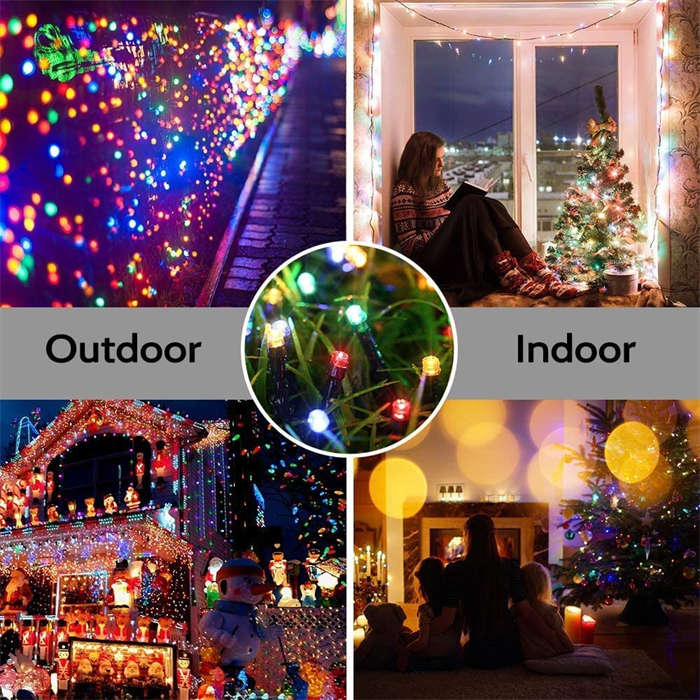 Solar Christmas Lights 72ft 200 LED 8 Modes Solar String Lights Waterproof-Colorful