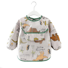 Kids Waterproof Art Smock Cartoon Long Sleeve Aprons with Bib-Tyrannosaurus Rex