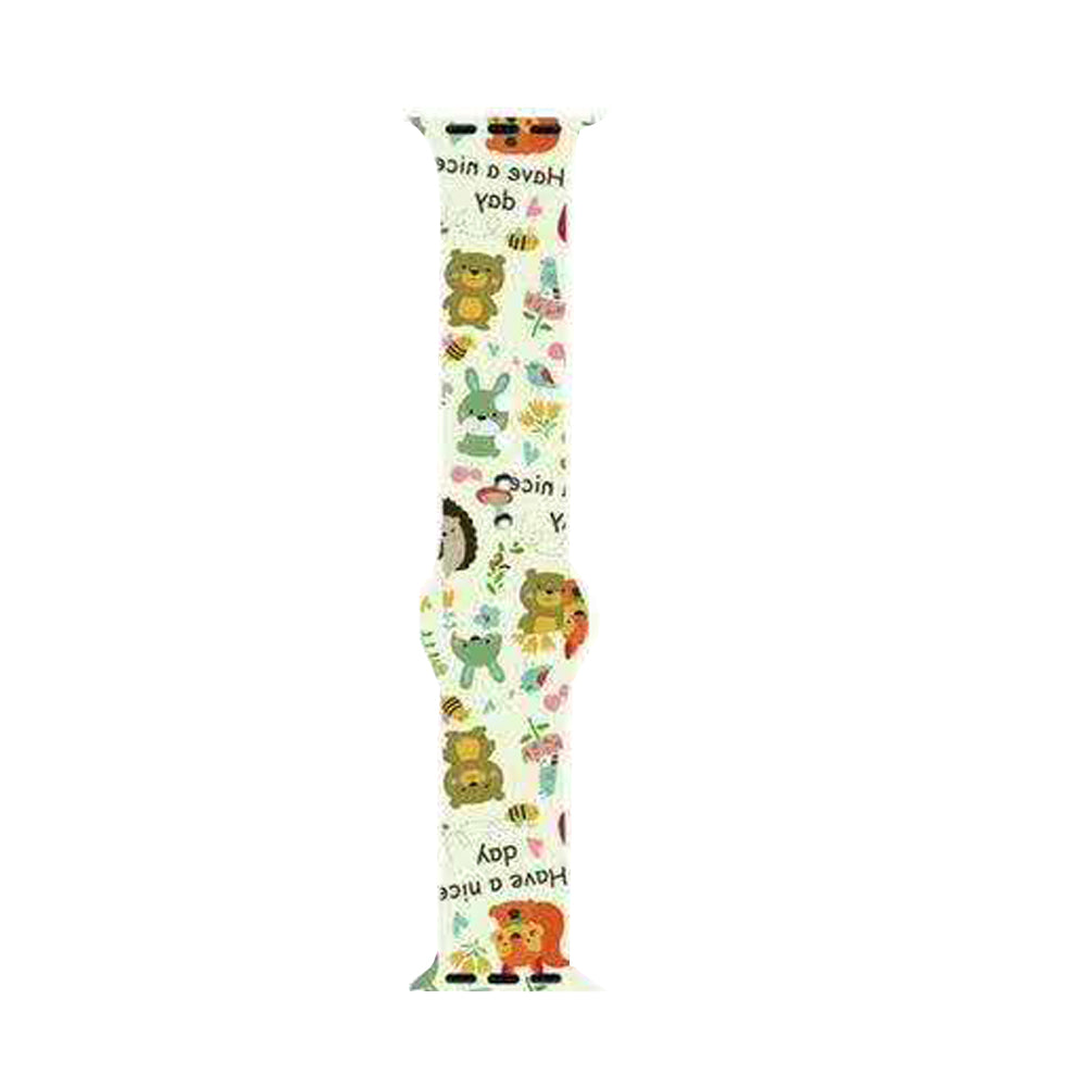 Color Printing Silicone Watch Band For Apple Watch SE/6/5/4/3/2/1(Cartoon Animals)