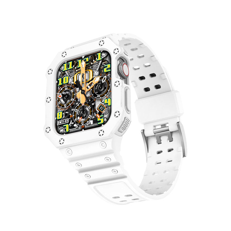 Sport Rugged Watchbands with Bumper Case Compatible for Apple Watch-All White