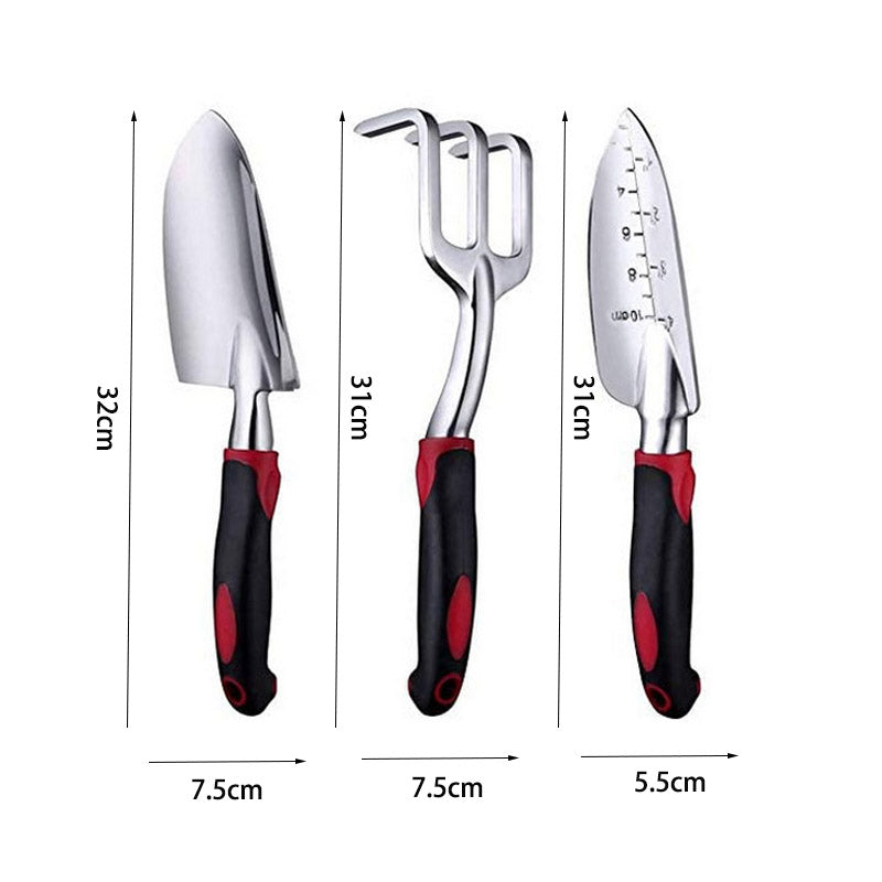 Home & Living3Pcs Heavy Duty Gardening Tools Cast Aluminum with Soft Rubberized Non-Slip Handle Garden Tools Set -Red