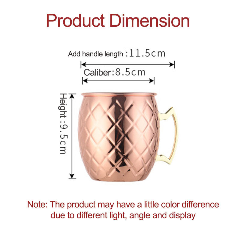 500ml Stainless Steel Moscow Mule Mugs Set of 4 Reticulate Cups-RoseGold