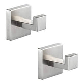 2 Pack Bathroom Hooks 304 Stainless Steel Square Wall Hooks-Silver