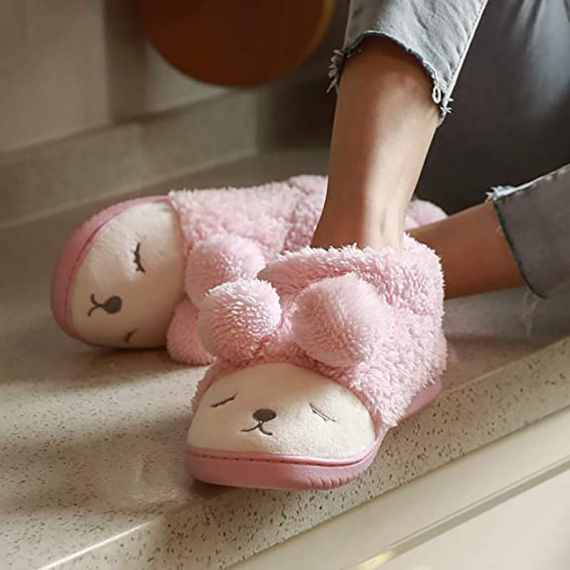 Warm Indoor Slippers for Women Fleece Winter Boots-Pink